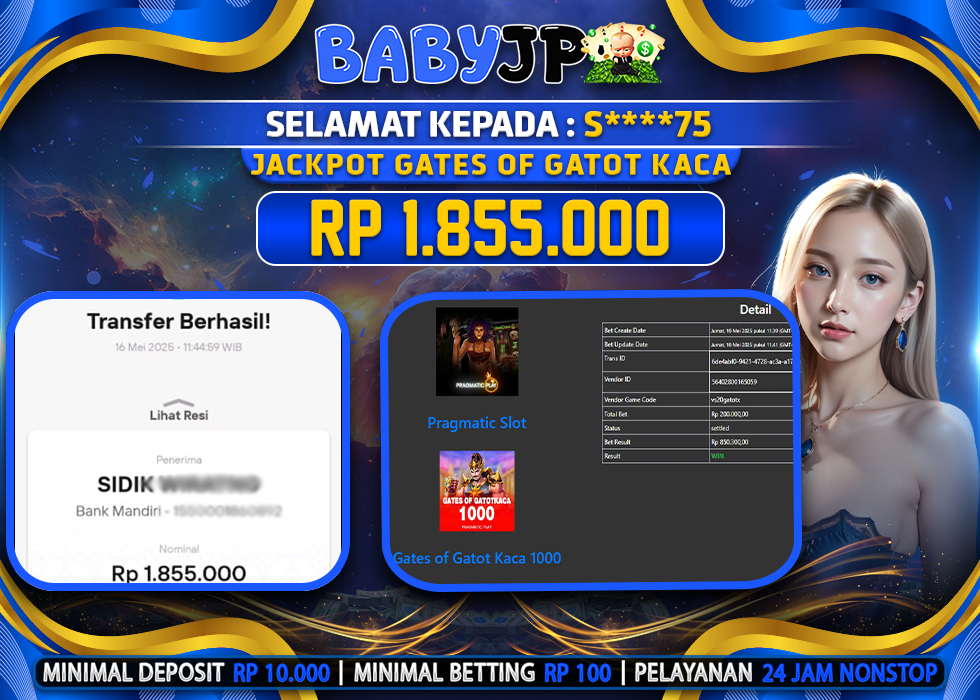 S****75 JACKPOT GATES OF GATOT KACA X1000,-LUNAS